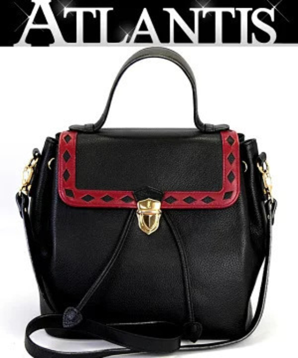 Saint Laurent Yves Diamond Cut 2way Shoulder Bag Leather Black Red